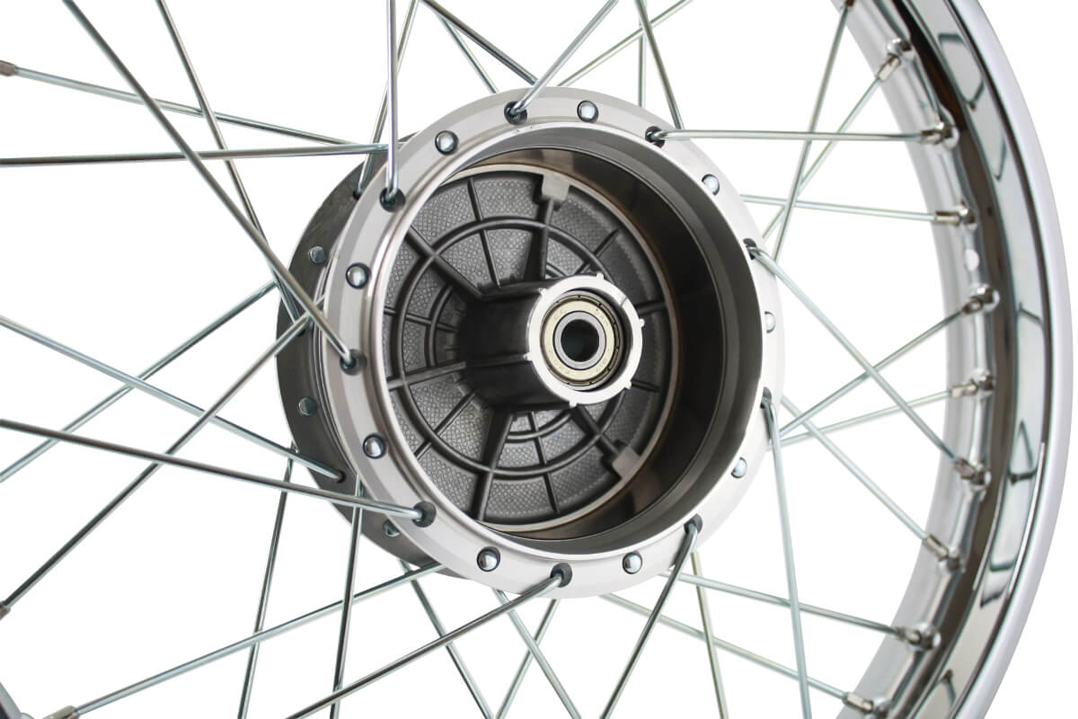 Speichenrad aus verchromtem Stahl 1,6x16 Zoll für alle Simson Modelle S50 S51 S70 SR4 Schwalbe DUO